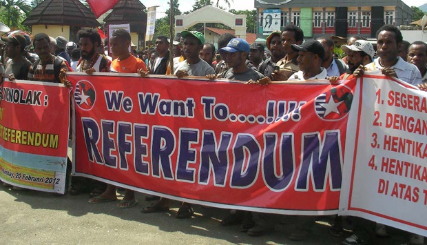 Aktivis KNPB minta referendum Papua (Foto: Tempo.co)
