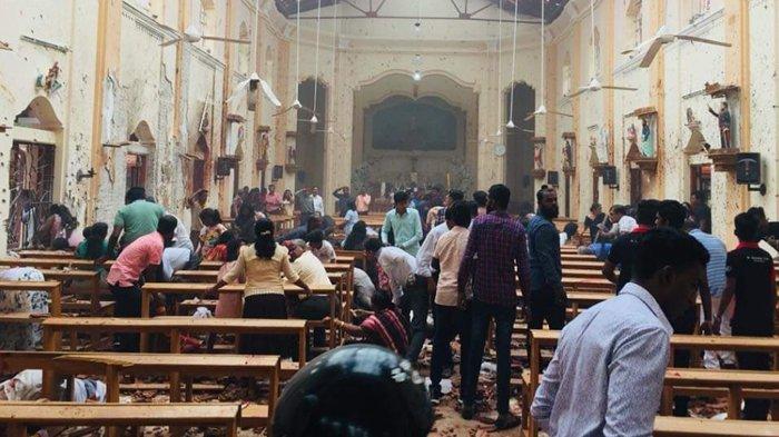 Ledakan gereja di Sri Lanka saat perayaan Paskah, Minggu (21/4/2019) (Foto: Tribun)
