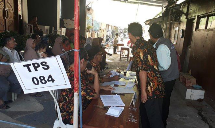 TPS 84 Ciseureuh, Purwakarta saat menggelar pemungutan suara pemilu serentak, Rabu (17/4/2019). (Tribunews.com)