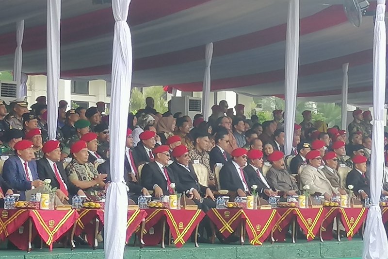 Mantan Danjen Kopassus Letjen TNI Purn Prabowo Subianto saat menghadiri upacara peringatan HUT Ke-67 Kopassus, di Makopassus, Cijantung, Jakarta Timur, Rabu (24/4/2019). (Antara Foto)