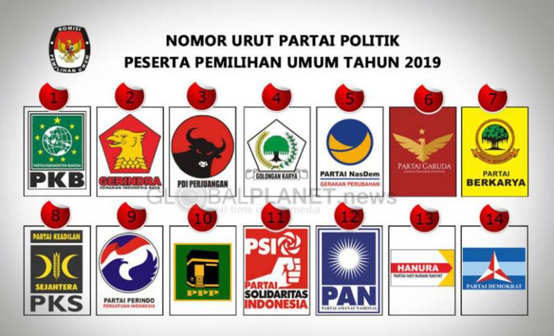 Partai peserta pemilu 2019 (Foto: Medan Merdeka)
