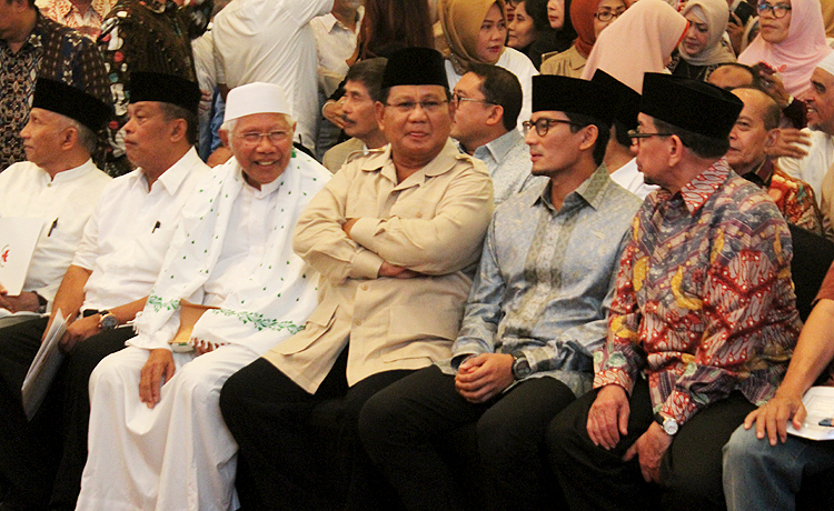 Calon presiden nomor urut 02 Prabowo Subianto dan calon wakil presiden Sandiaga Uno menolak peghitungan suara pemilu 2019. Robinsar Nainggolan