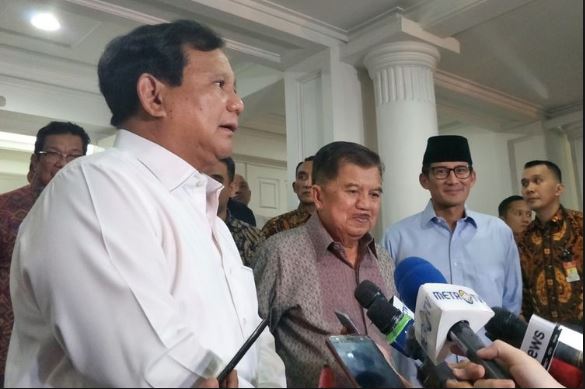 Capres Prabowo Subianto dan Wapres Jusuf Kalla (Foto: Kompas)