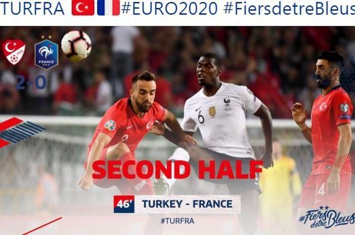 Prancis kalah 2-0 dari Turki dalam laga lanjutan kualifikasi Euro 2020 (Foto: BolaSport)