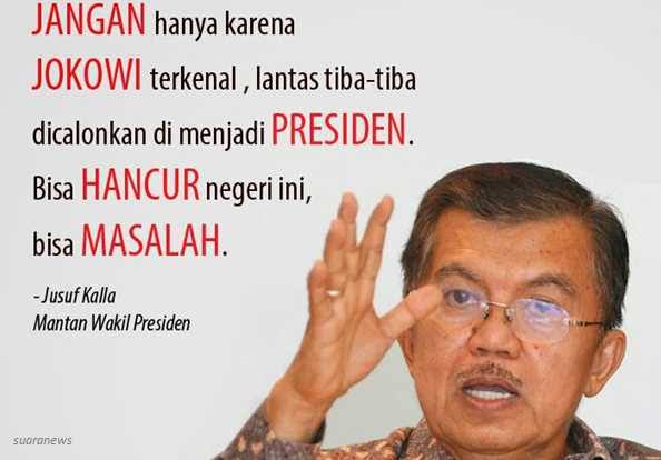 Pernyataan Wapres Jusuf Kalla kepada Pers, sesaat Jokowi ingin mencalonkan diri sebagai Presiden (Suara)
