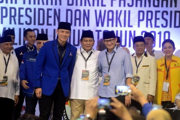 Capres Prabowo Subianto dan pemimpin partai koalisi (Foto: Medcom.id)