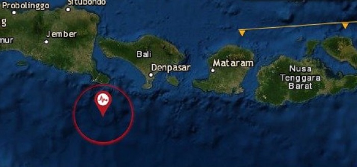 Informasi lokasi gempa di Bali. (Foto: BNPB/BMKG)