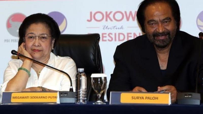 Ketua Umum PDIP Megawati Soekarnoputri dan Ketum Partai Nasdem Surya Paloh (WartaBatavia.com)