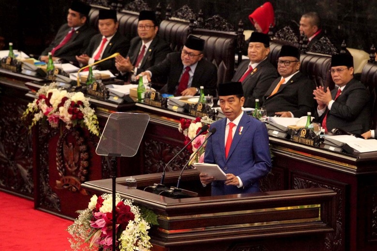 Presiden Jokowi saat menyampaikan pidato di Sidang Tahunan MPR. (Foto: Detik)