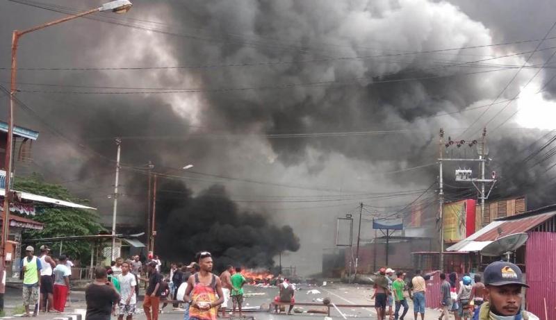 Kerusuhan di Manokwari, Papua Barat Senin (19/8/2019) (Foto: Liputan6.com)