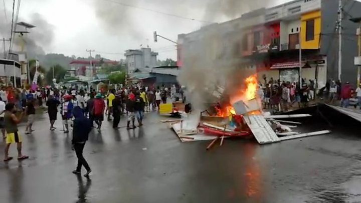 Kerusuhan di Manokwari, Senin (19/8) (BBC Indonesia)