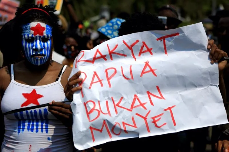 Aksi unjuk rasa orang Papua terkait permasalahan rasis di Surabaya (The Jakarta Post)