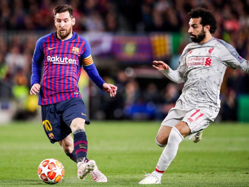 Bintang Barcelona Lionel Messi dan Pemain Liverpool Mohamed Salah  (liverpoolecho)