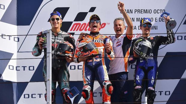 Marc Marquez bisa merancang peluang menjadi juara dunia di MotoGP Aragon 2019. (Marco Bertorello / AFP)