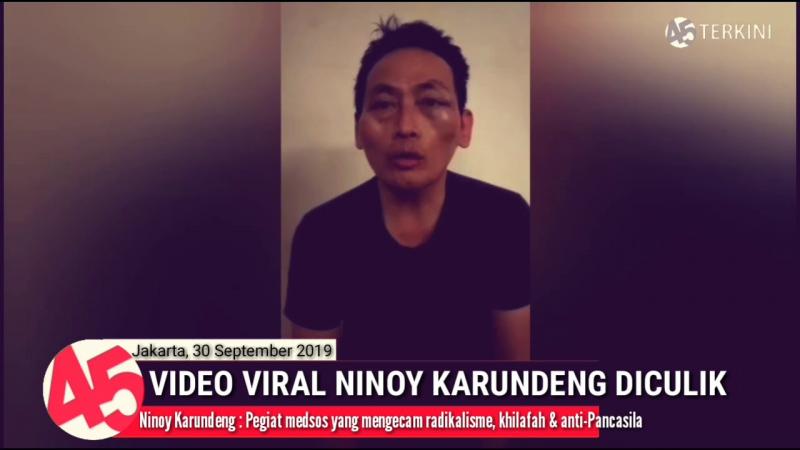pegiat media sosial (medsos) Ninoy Karundeng tengah diinterogasi beredar viral di media sosial. (Youtube)
