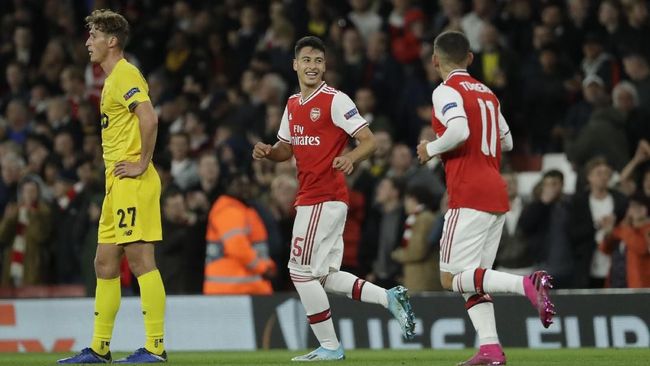 Gabriel Martinelli mencetak dua gol untuk Arsenal di matchday kedua Liga Europa. (AP Photo/Matt Dunham)