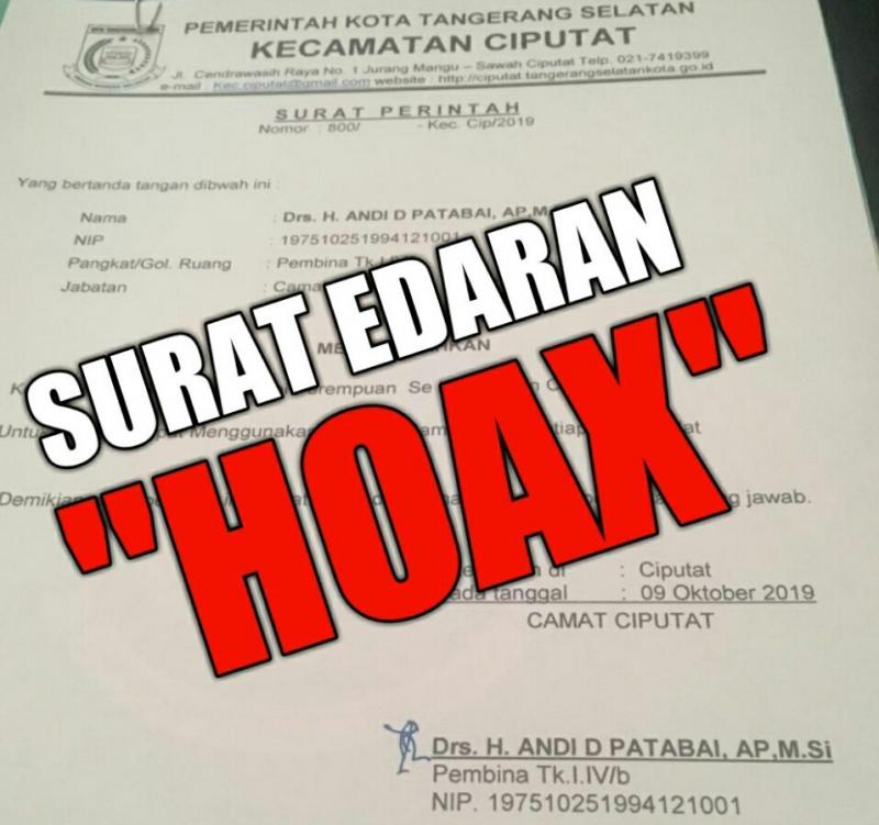 Isu Camat Ciputat Anjurkan Pegawai Gunakan Gamis Hari Jumat Hoaks (indonesiaparlemen)