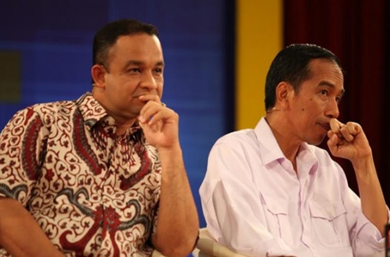 Gubernur DKI Jakarta, Anies Baswedan dan Presiden Joko Widodo. (pinterpolitik).