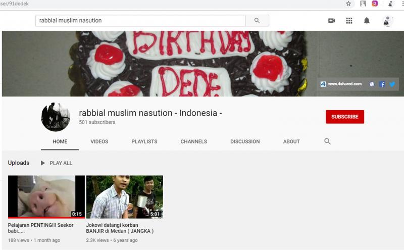 Akun youtube pelaku bom bunuh diri Polrestabes Medan. (youtube)