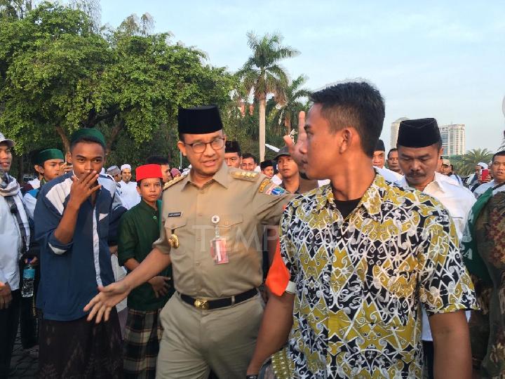 Gubernur DKI Jakarta Anies Baswedan saat hadier ke Reuni 212. (Foto: Tempo.co)