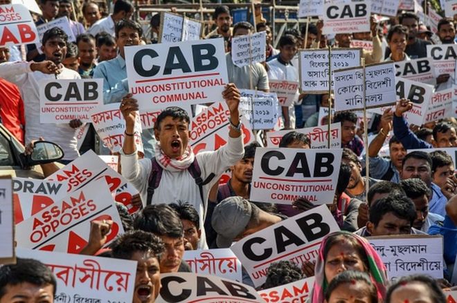 Warga India memprotes RUU CAB (AFP/BBC Indonesia)
