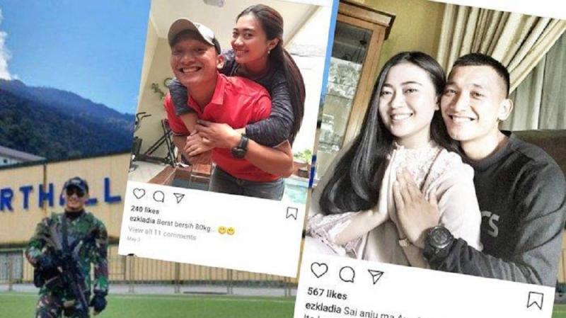Lettu Erizal Zuhri Sidabutar dan sang kekasih di Instagram sebelum gugur di Papua. (tribunnews)