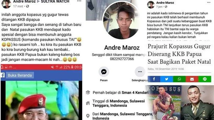 Capture postingan Andre Maroz. (Tribun-medan.com)