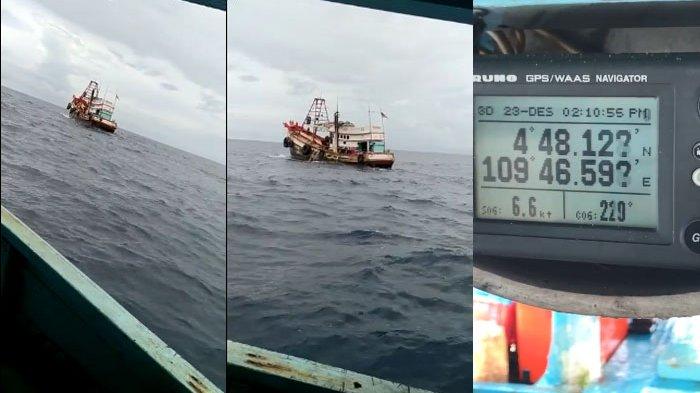 Kapal asing yang dipergoki nelayan mencuri ikan di Perairan Natuna. (Tribunnews).