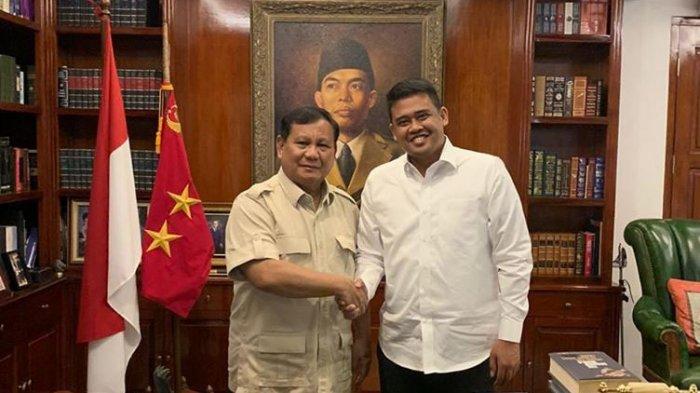 Bakal calon Wali Kota Solo Bobby Nasution saat bertemu dengan Ketua Umum Gerindra Prabowo Subianto. (Foto: Facebook/Sugiat Santoso)
