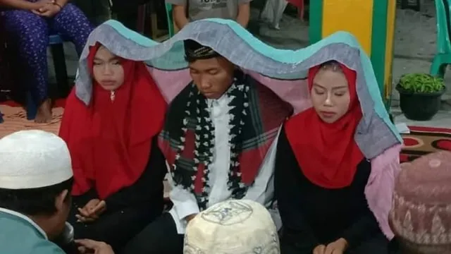 Seorang pria di Kalimantan menikahi dua kekasihnya sekaligus. (Instagram/@makassar_iinfo)