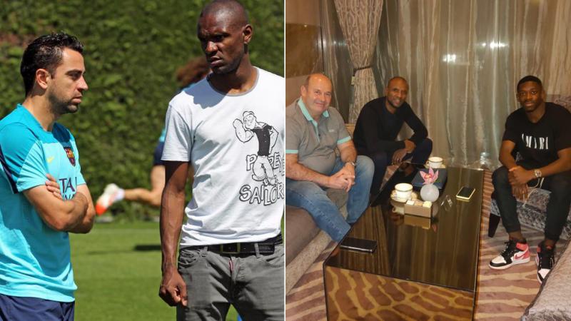 Eric Abidal menemui Xavi dan menjenguk Ousmane Dembele di Qatar (Foto: Marca)