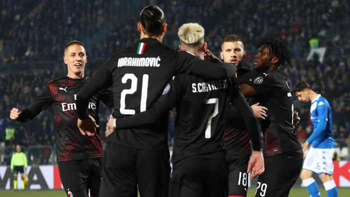 AC Milan menang 1-0 atas Brescia lewat gol tunggal Ante Rebic. (Foto: Marco Luzzani/Getty Images)