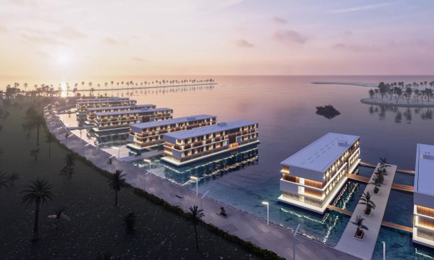 Ilustrasi tampilan hotel terapung yang segera dibangun di Qatar untuk menyambut para penonton Piala Dunia 2022 (admares)