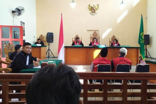 Suasana jalannya sidang putusan di Pengadilan Negeri (PN) Tanjung Balai Karimun. (Goriau)