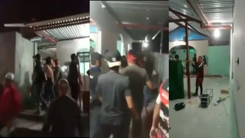 Perusakan Masjid Alhidayah Perumahan Agape, Desa Tumaluntung, Kabupaten Minahasa Utara, Rabu (29/1/2020) malam. (Gelora)