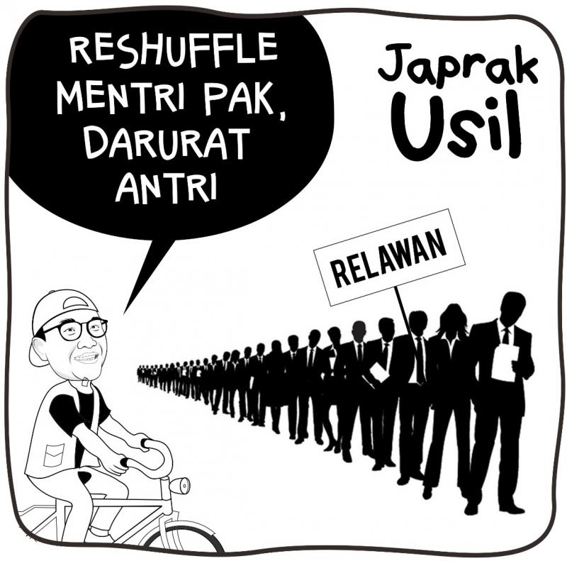 Karikatur Japrak Usil soal Reshuffle Menteri. (law-justice.co)
