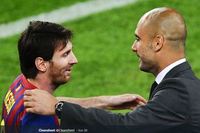 Messi dan Pep Guardiola. (Bilasport.com).