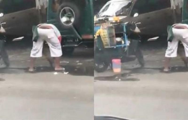 Viral Pedagang Kaki Lima Cuci Wadah Makanan Di Genangan Air Di Jalan