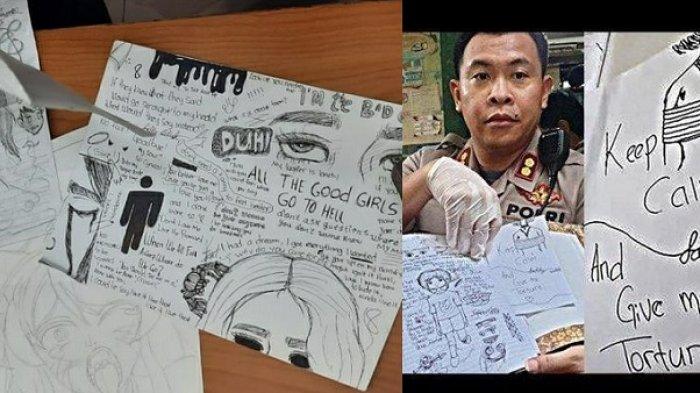 Tulisan remaja putri pembunuh bocah di Sawah Besar, Jakarta Pusat (Tribunnews)