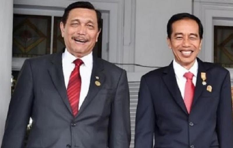 Menko Maritim Luhut Binsar Pandjaitan dan Presiden Jokowi. (Demokrasi news)