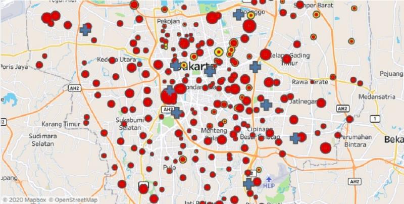 Peta kasus penyebaran Covid-19 di DKI Jakarta (Foto:Repro jakarta.go.id/Law-Justice)