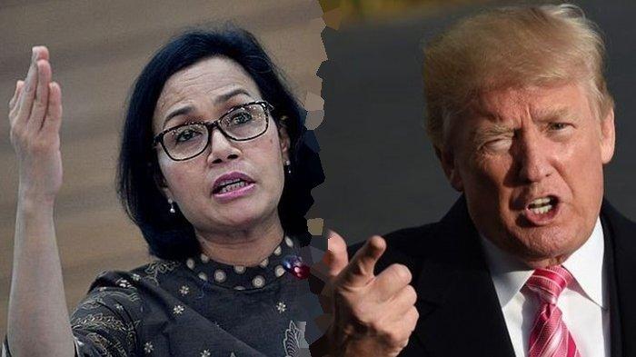 Kolase Menkeu Sri Mulyani dan Presiden AS Donald Trump (Tribunnews)