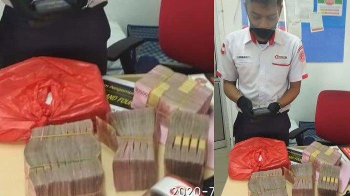 Petugas Stasiun sedang mengurus pengembalian uang Rp 500 juta yang ditemukan petugas kebersihan (Tribunnews)
