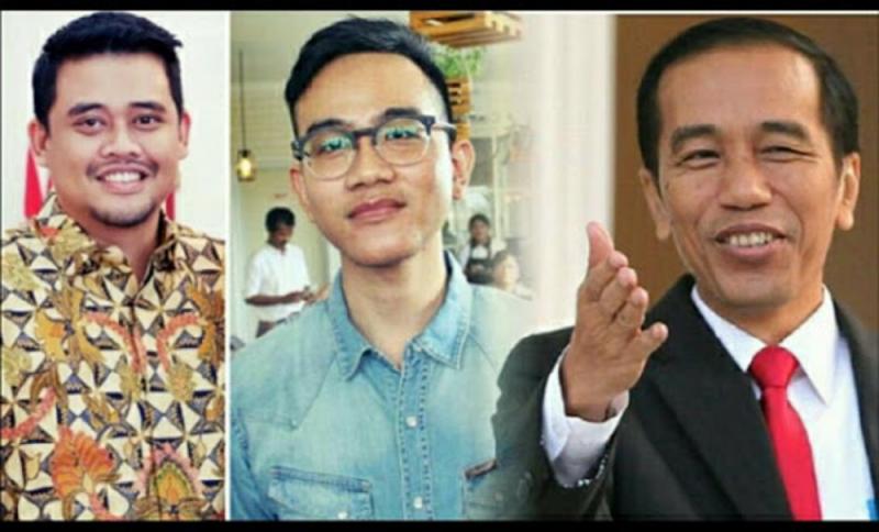 Presiden Joko Widodo (Jokowi) bersama putra sulung dan menantunya Gibran Rakabuming Raka dan Bobby Nasution. (global news)