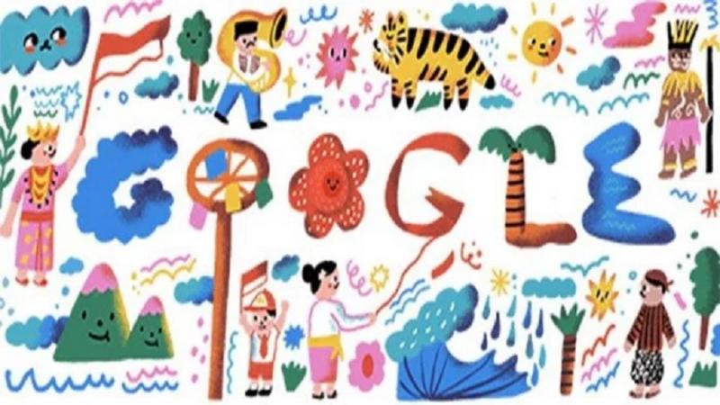 Google Doodle HUT ke-75 RI. (viva).
