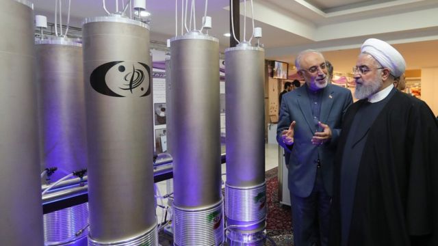 Presiden Iran Hasan Rouhani tengah berada di Laboratorium Pengayaan Nuklir Iran (BBC)