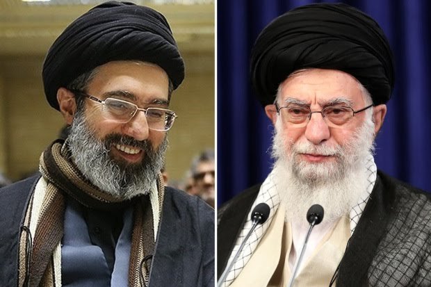 Mojtaba Khamenei (kiri) dan Ayatolla Ali Khamenei (kanan). (Foto: The Sun).