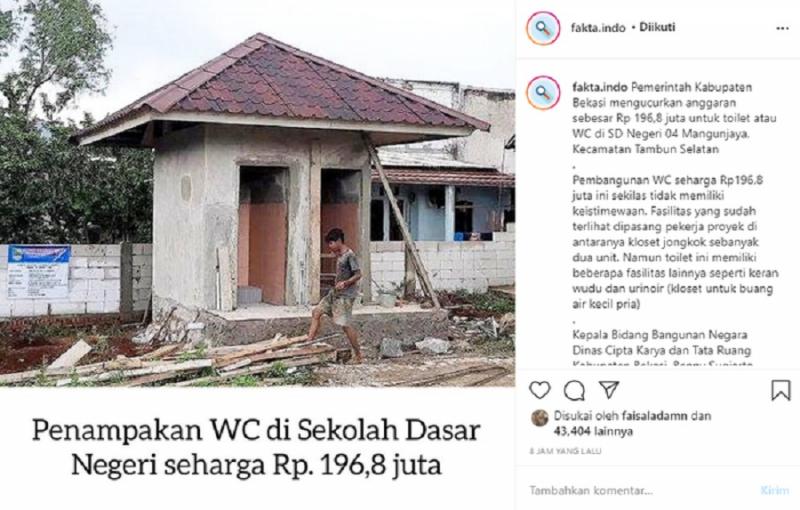 KPK Usut Dugaan Korupsi Proyek Toilet Senilai Rp 98 Miliar di Bekasi. (Haionline).