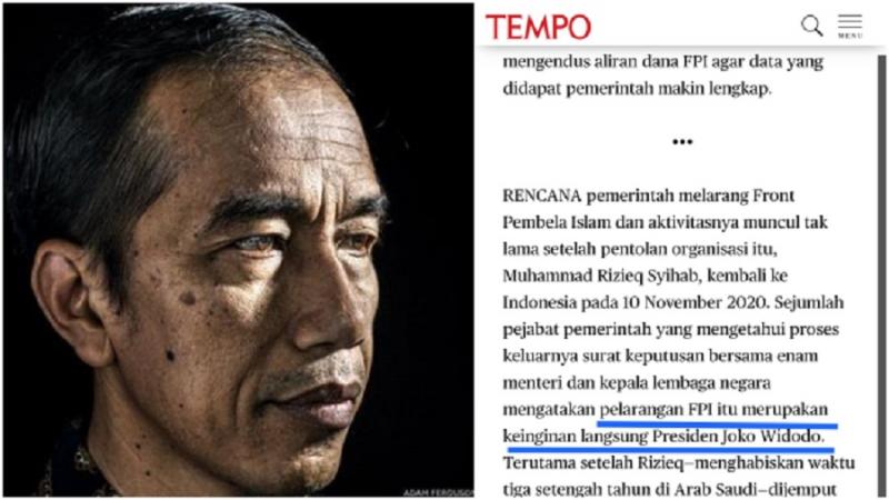 Jokowi Disebut yang Mau FPI Dibubarkan usai Terima Keluhan Pengusaha. (gelora).