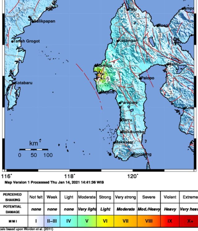 Titik Lokasi Gempa Majene, Sulbar (Sinarharapan)